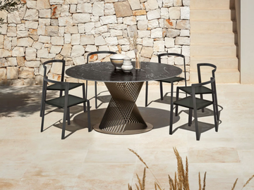 PUSH - Round powder coated aluminium garden table by MY YOUR - view 2